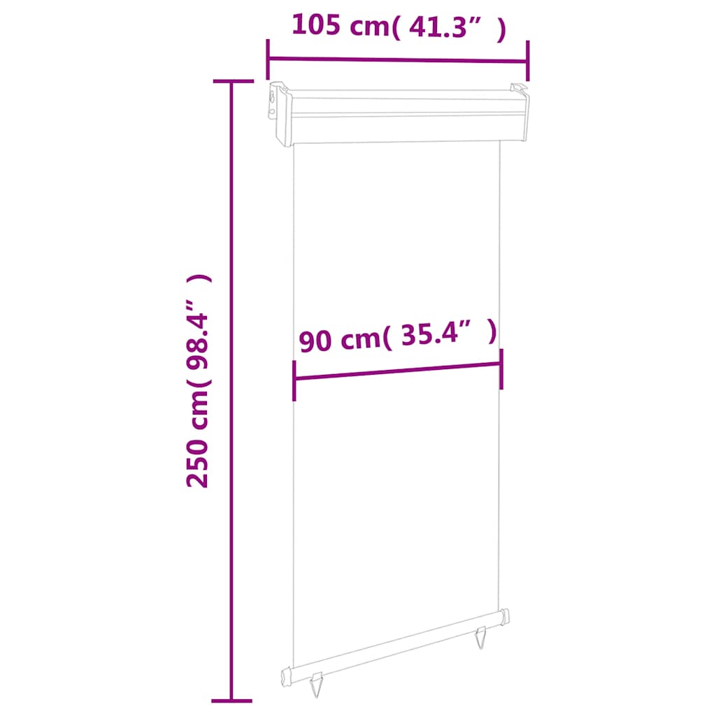 Balkonska bočna tenda 105 x 250 cm crna