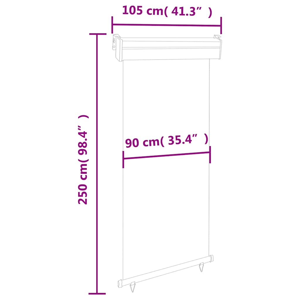 Balkonska bočna tenda 105 x 250 cm krem