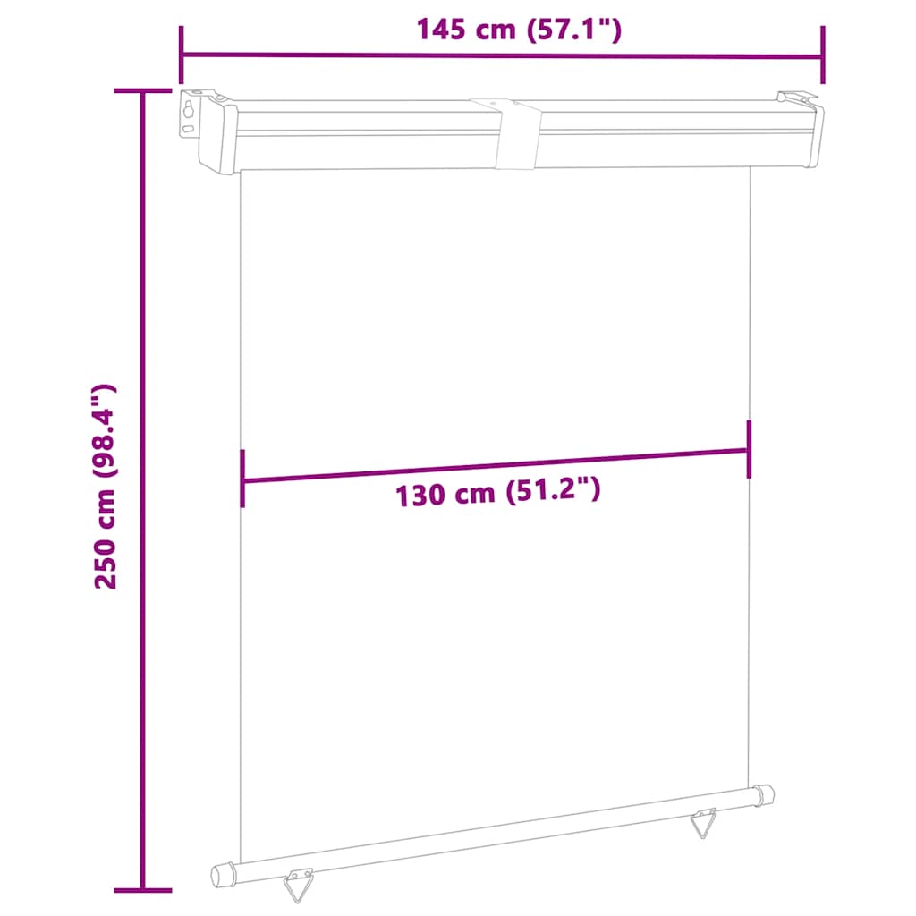 Balkonska bočna tenda 145 x 250 cm siva