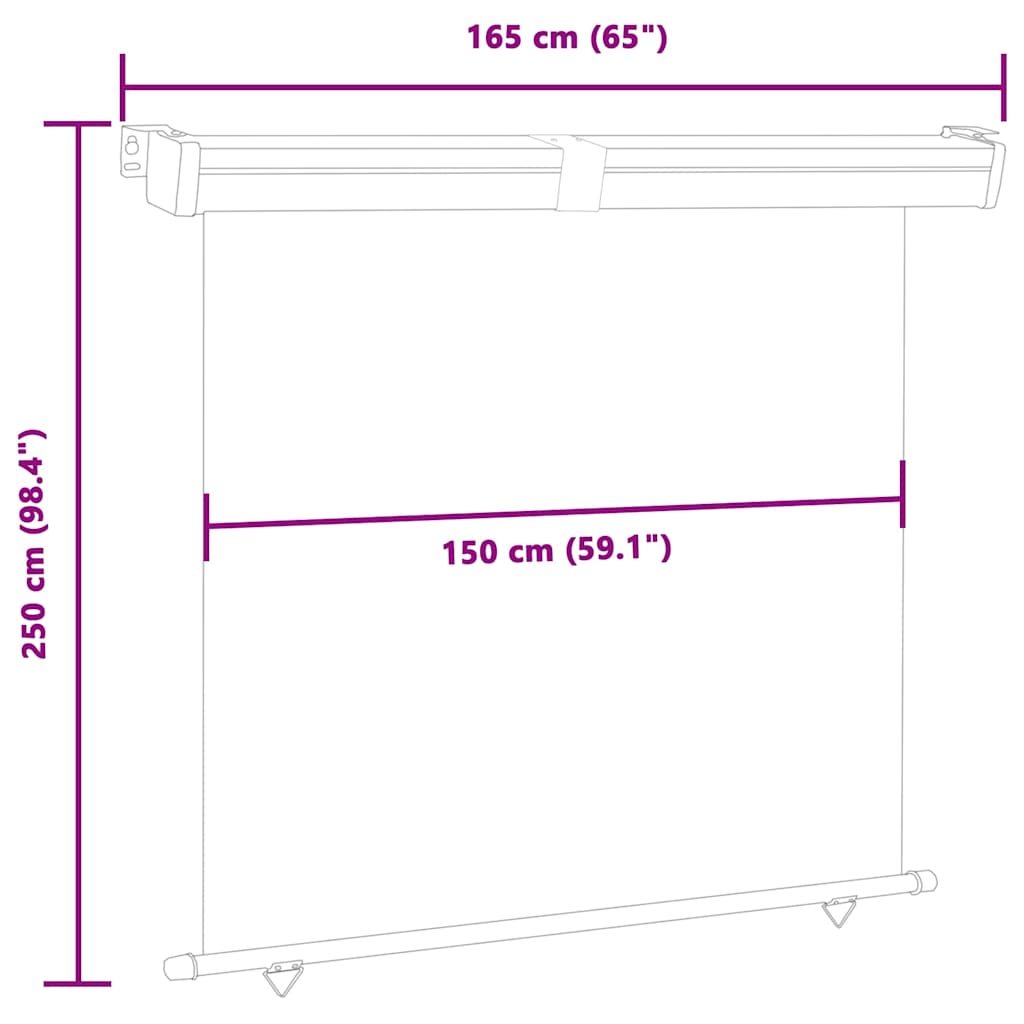 Balkonska bočna tenda 165 x 250 cm smeđa
