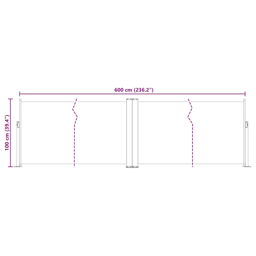 Uvlačiva bočna tenda 100 x 600 cm antracit