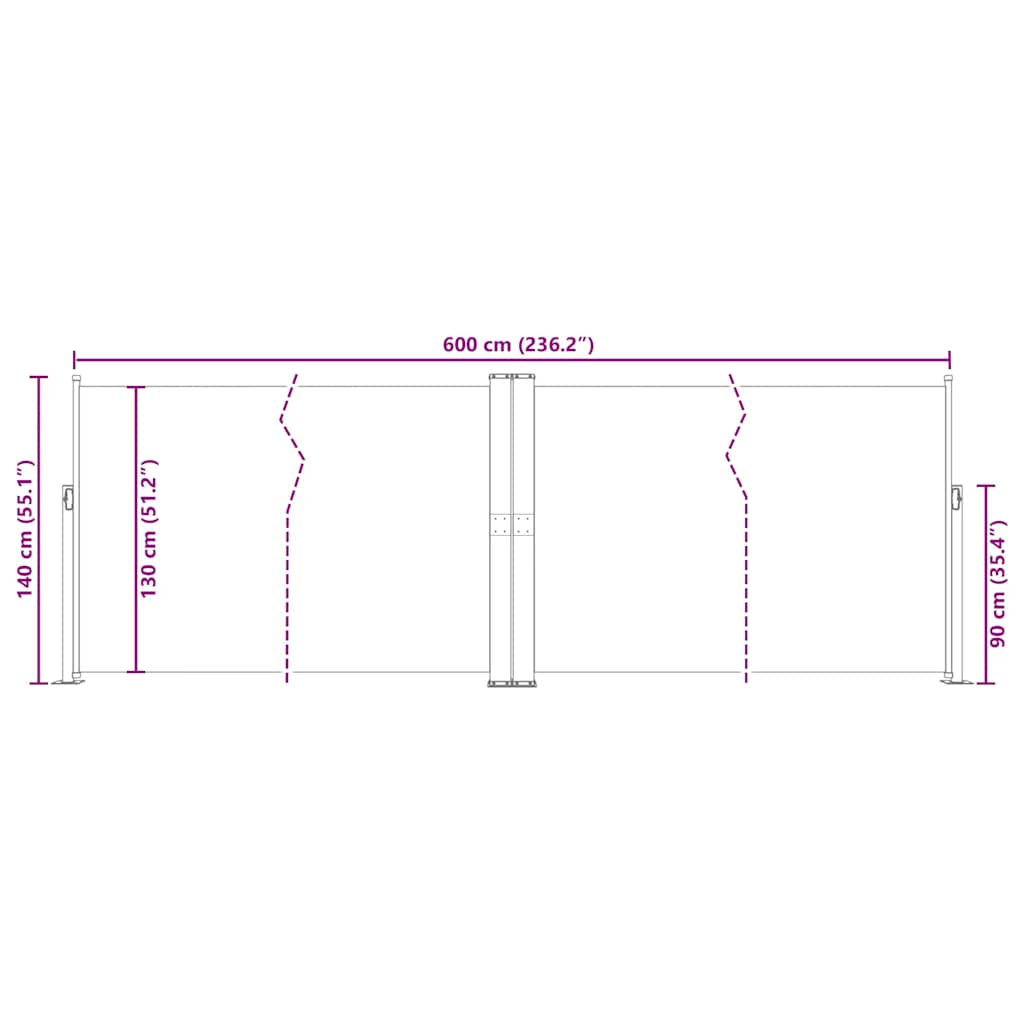 Uvlačiva bočna tenda 140 x 600 cm plava