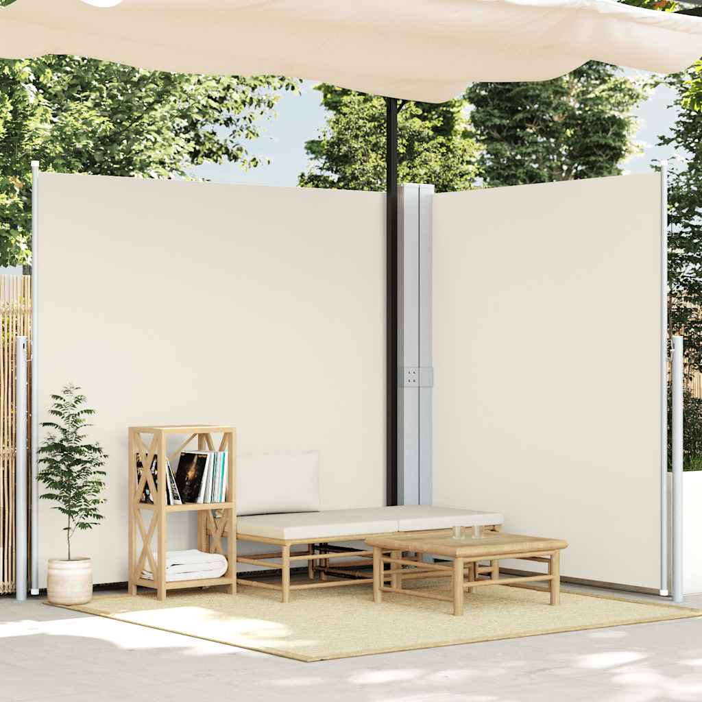 Uvlačiva dvostruka bočna tenda za terasu 170 x 600 cm krem