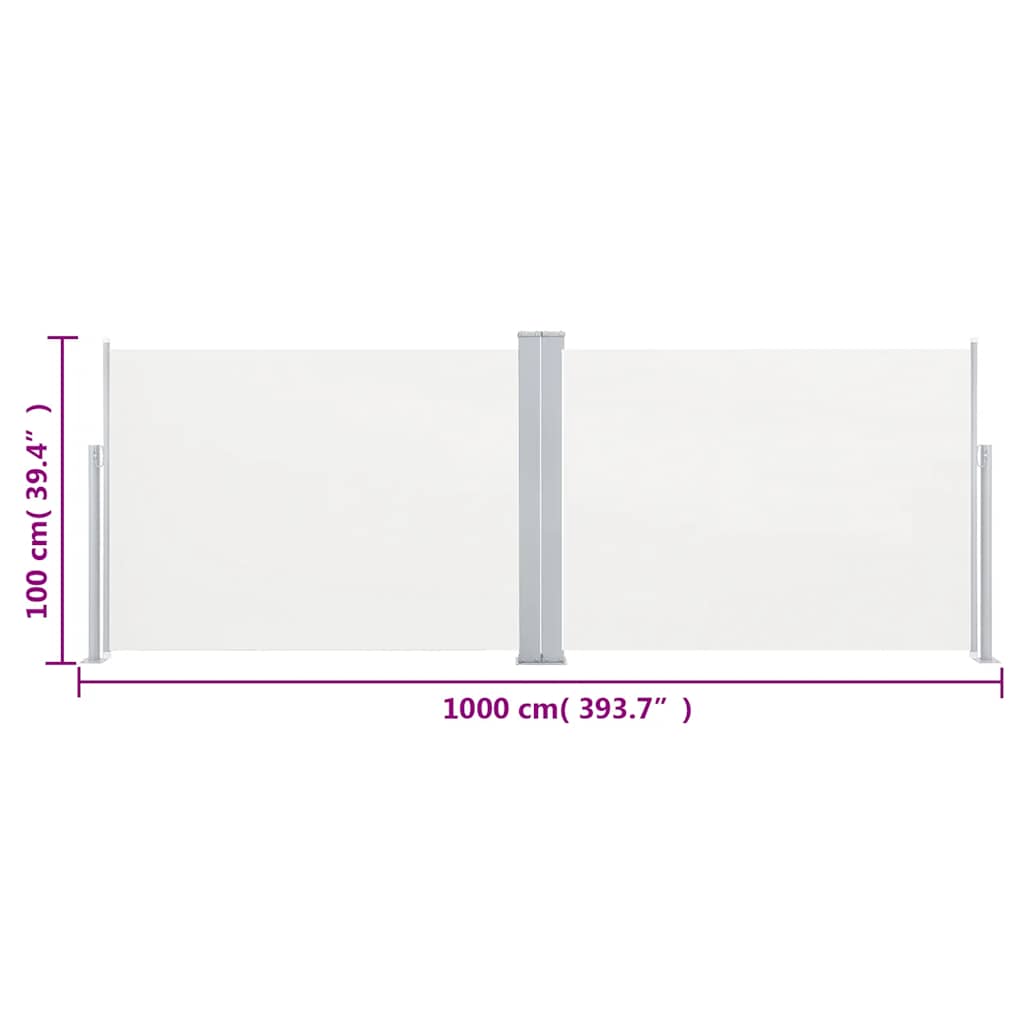 Uvlačiva bočna tenda 100 x 1000 cm krem
