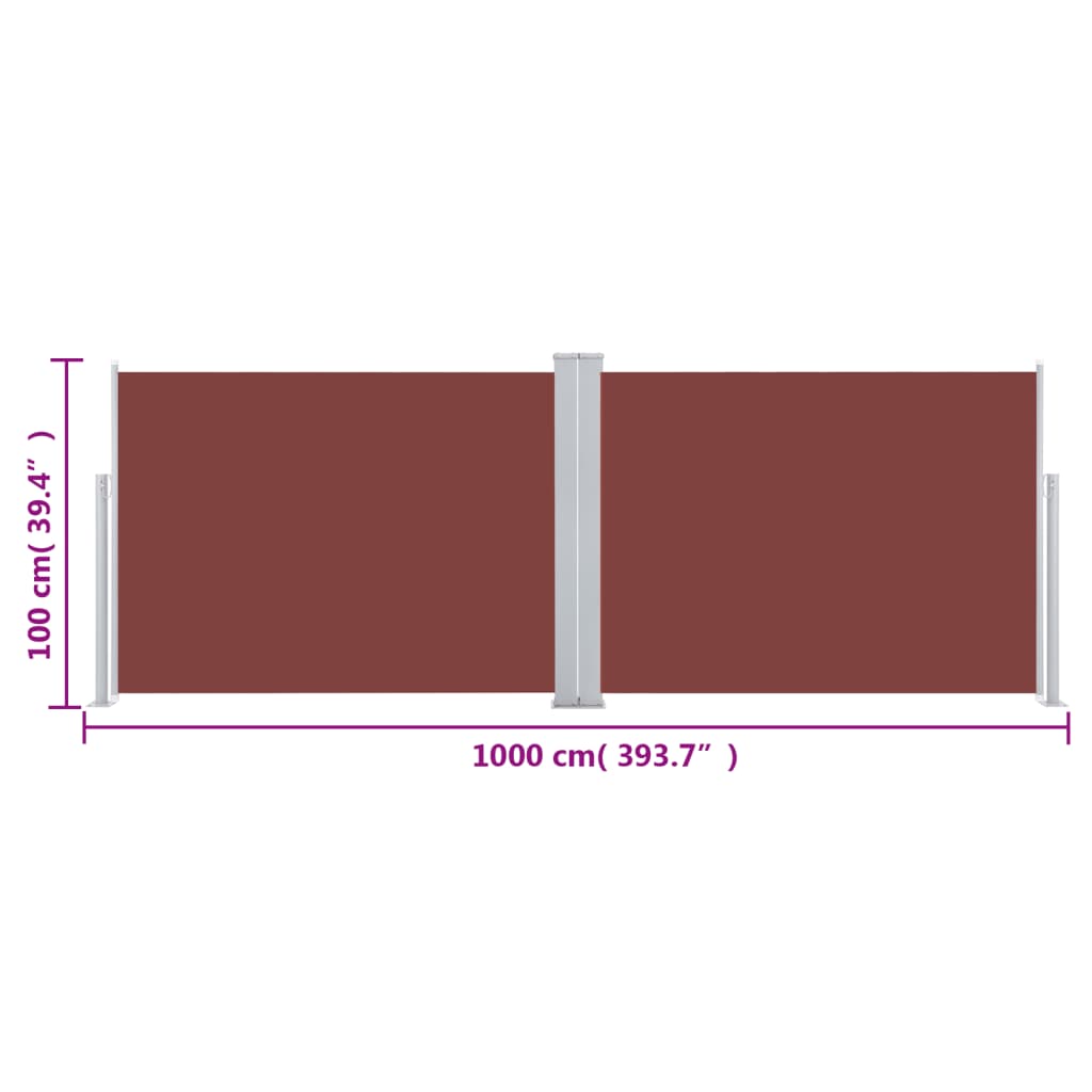 Uvlačiva bočna tenda 100 x 1000 cm smeđa