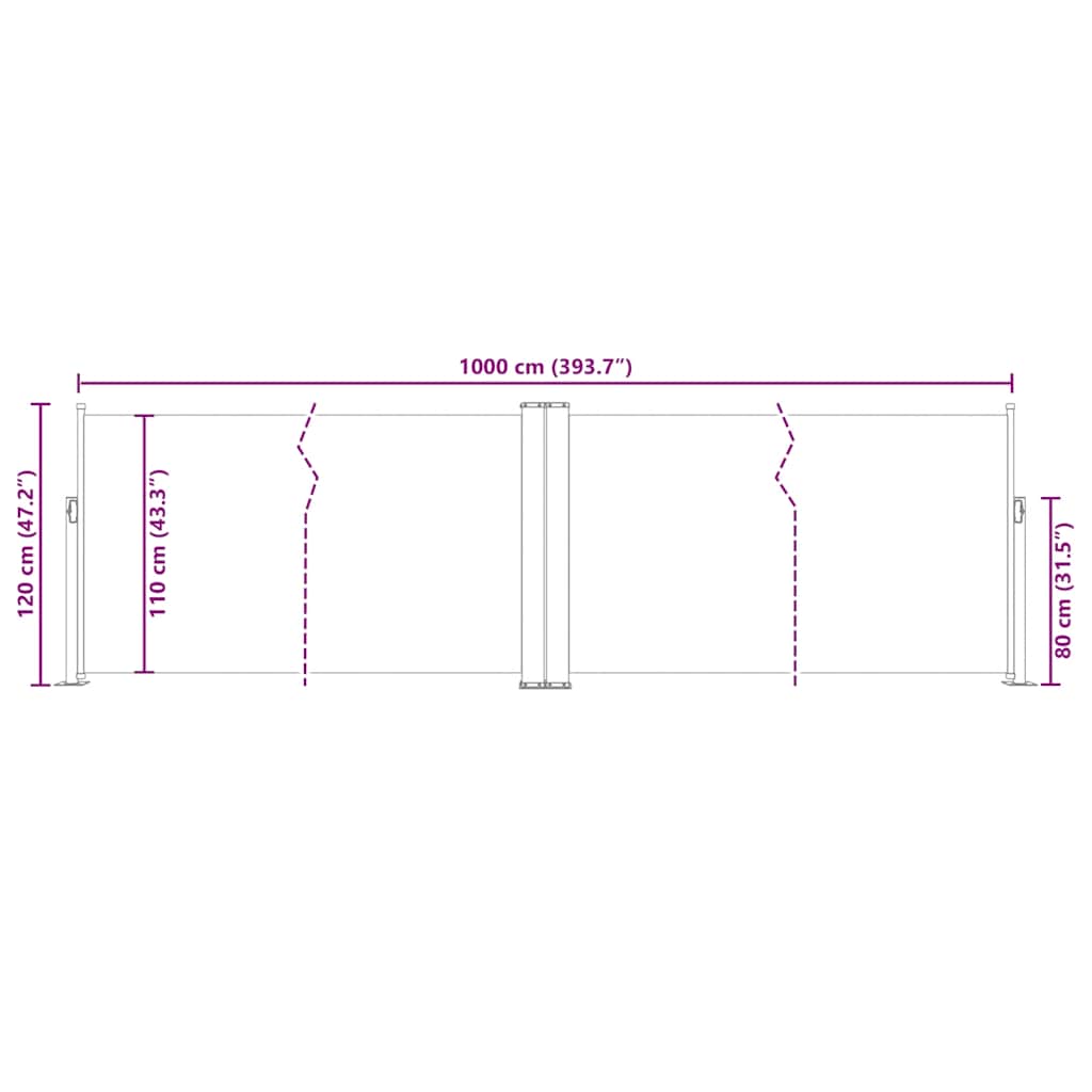 Uvlačiva bočna tenda 120 x 1000 cm plava