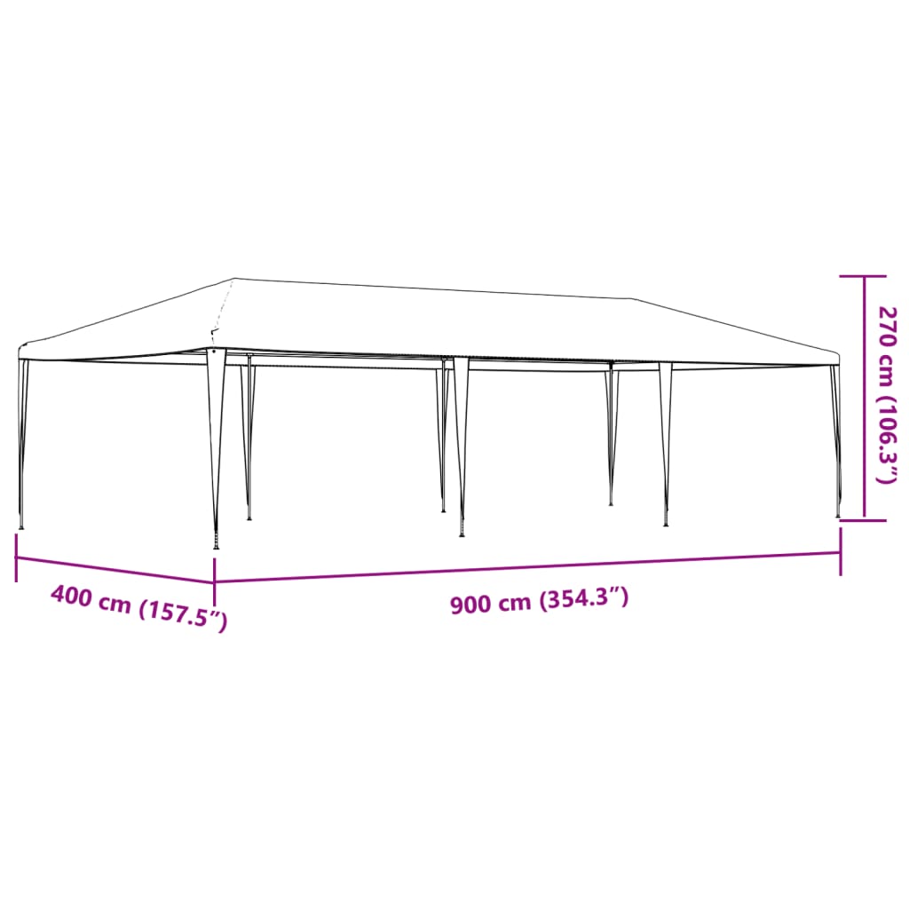 Profesionalni šator za zabave 4 x 9 m zeleni 90 g/m²
