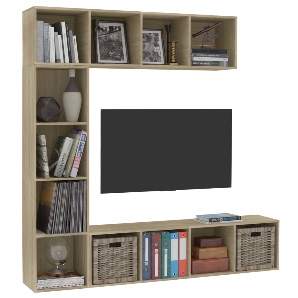 3-dijelni set ormarića za knjige/TV boja hrasta 180x30x180 cm