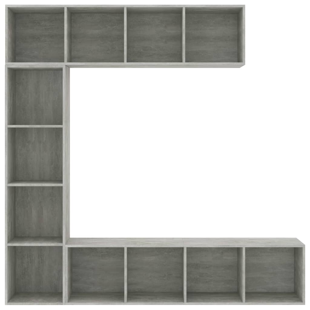3-dijelni set ormarića za knjige/TV boja betona 180x30x180 cm