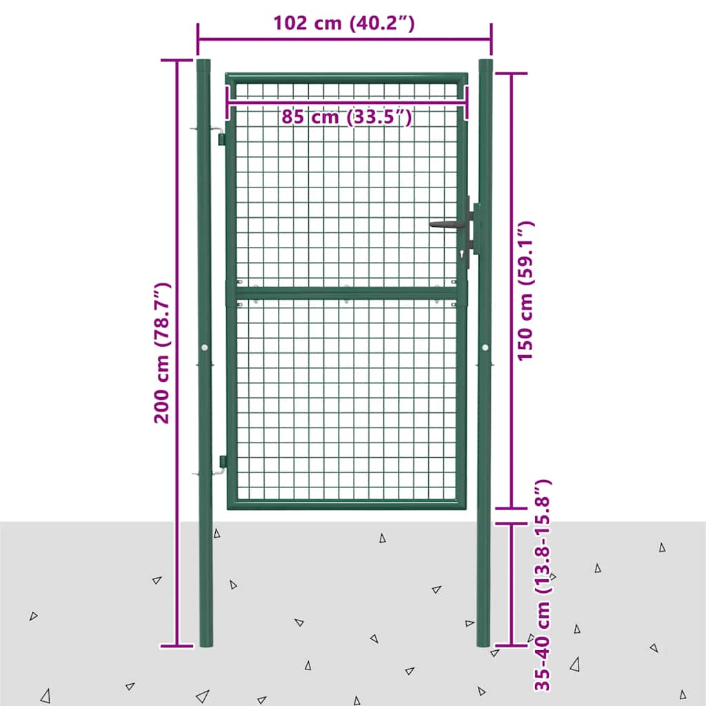 Vrata za ogradu Čelik 100x150 cm Zelena