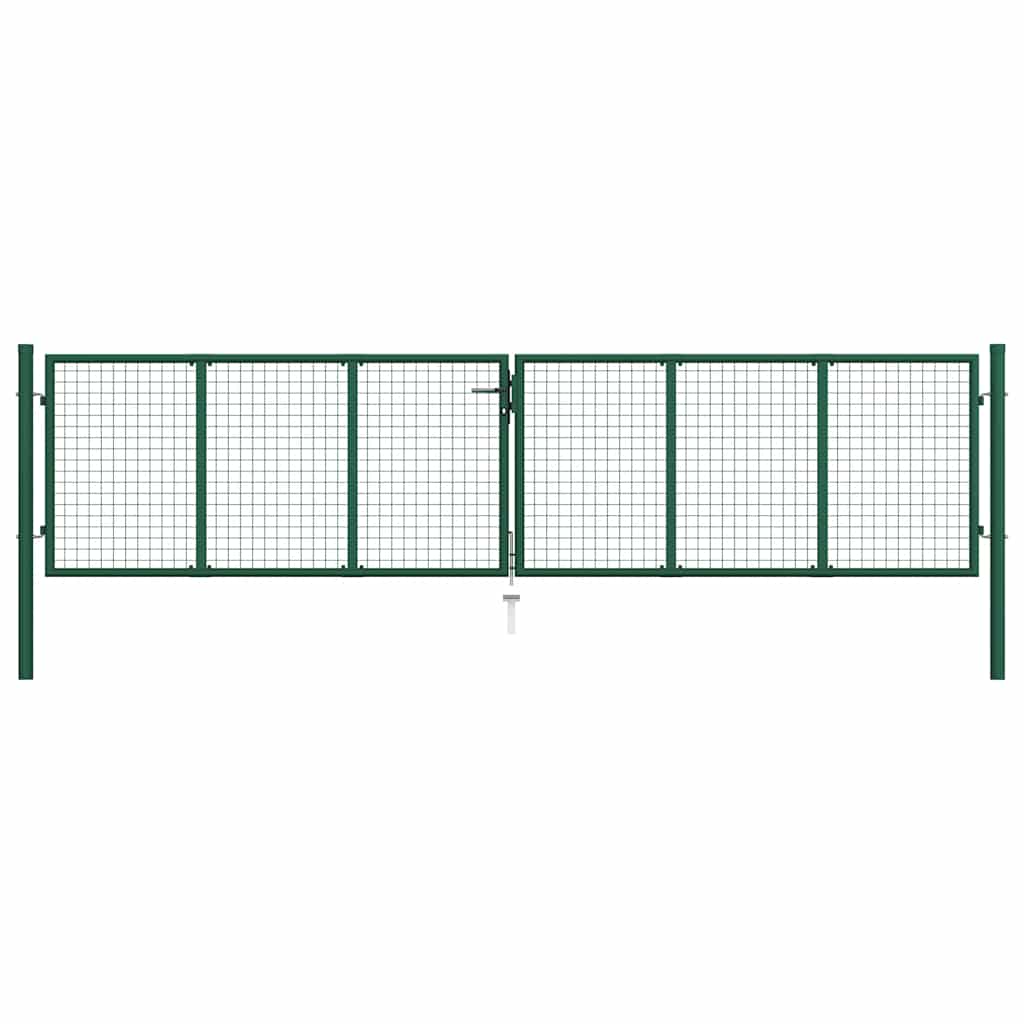Vrtna mrežasta vrata od čelika 400x100 cm zelena