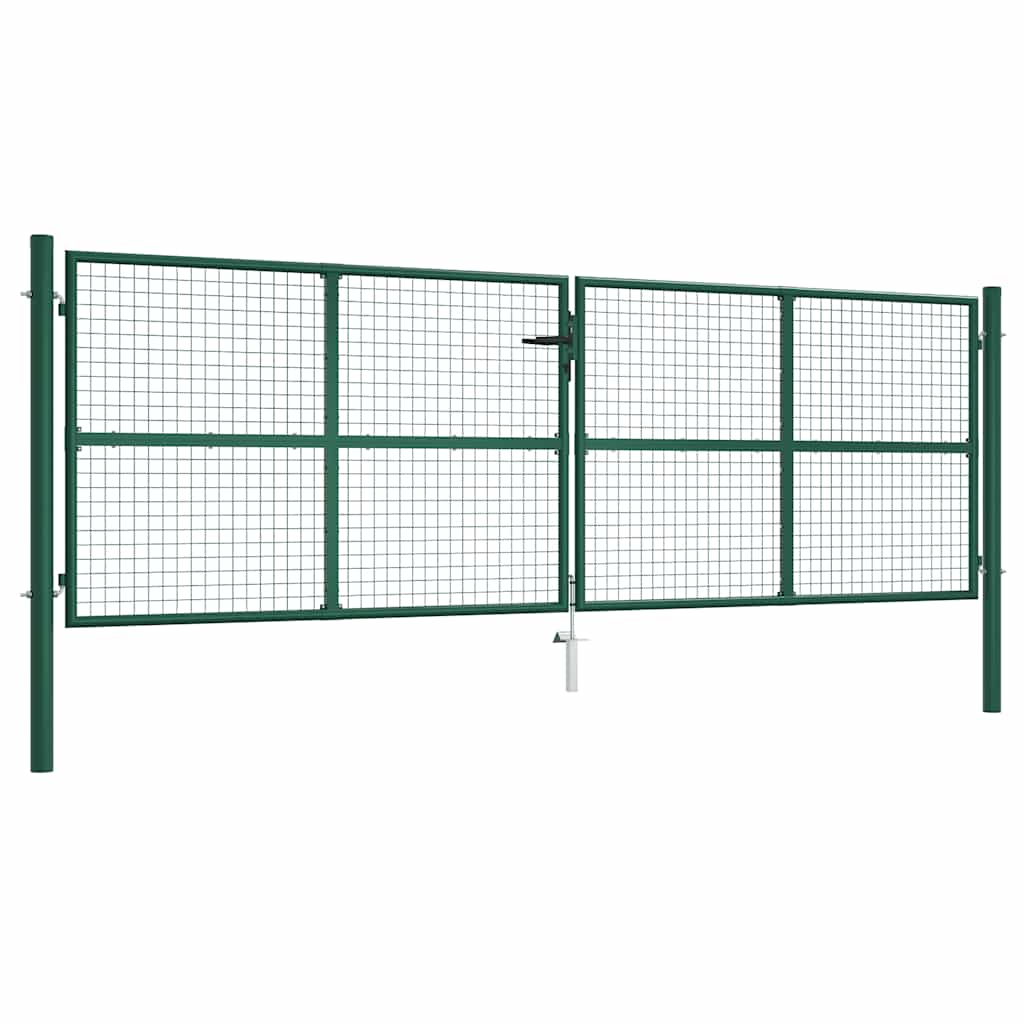 Vrtna mrežasta vrata od čelika 400x125 cm zelena