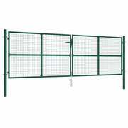 Vrtna mrežasta vrata od čelika 400x125 cm zelena