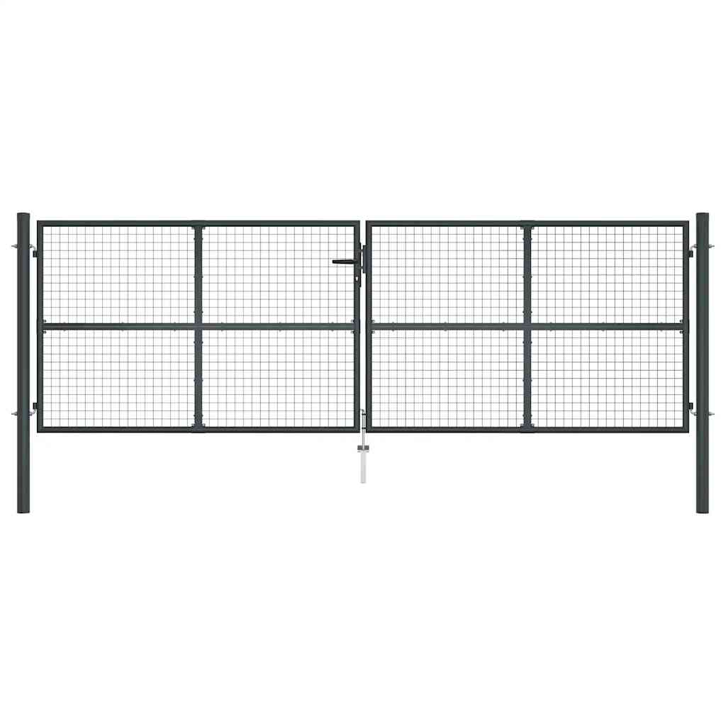 Vrtna vrata od mrežastog čelika 400x125 cm siva