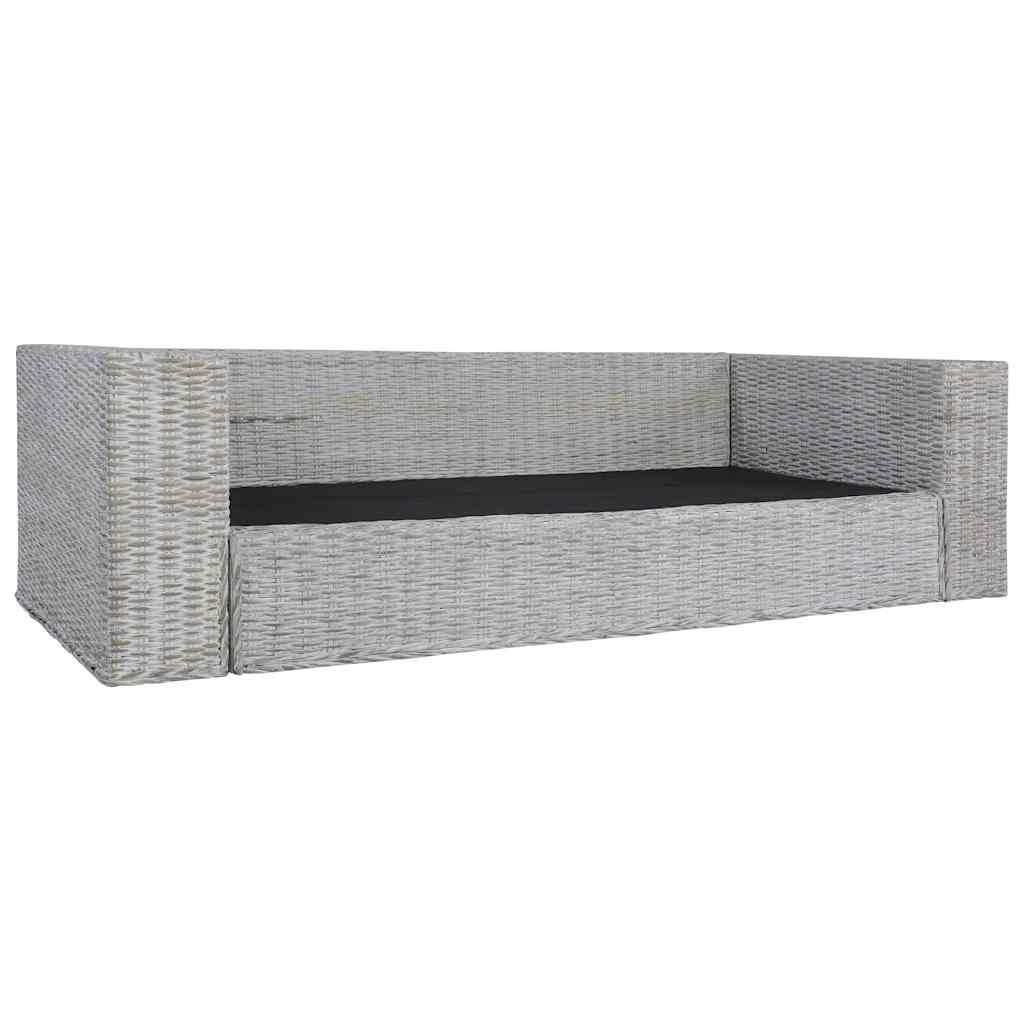 2-dijelni set sofa od prirodnog ratana s jastucima sivi