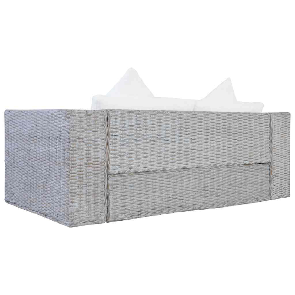 2-dijelni set sofa od prirodnog ratana s jastucima sivi
