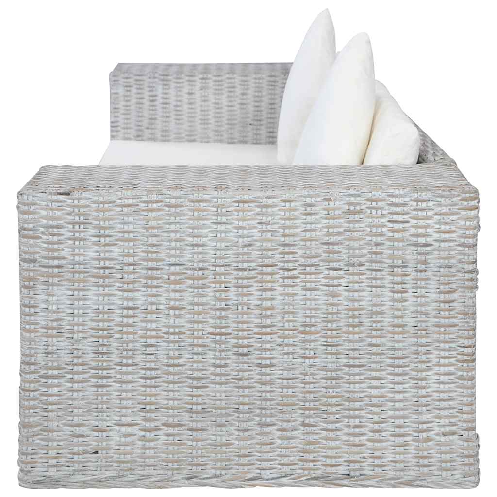 2-dijelni set sofa od prirodnog ratana s jastucima sivi