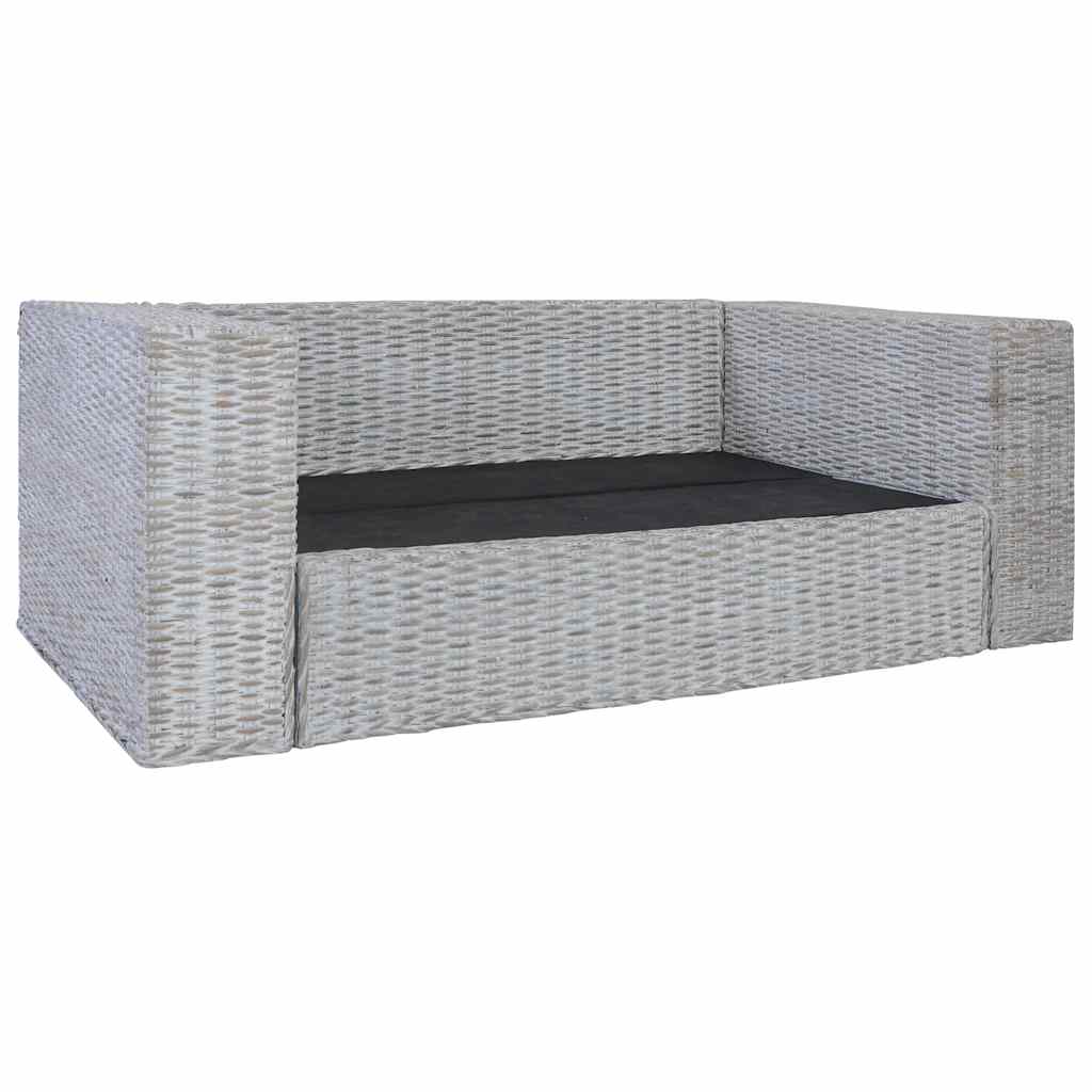 2-dijelni set sofa od prirodnog ratana s jastucima sivi