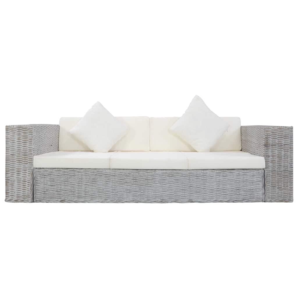2-dijelni set sofa od prirodnog ratana s jastucima sivi