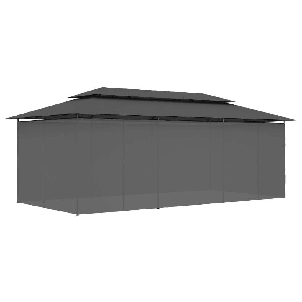 Sjenica sa zastorima 600 x 298 x 270 cm antracit
