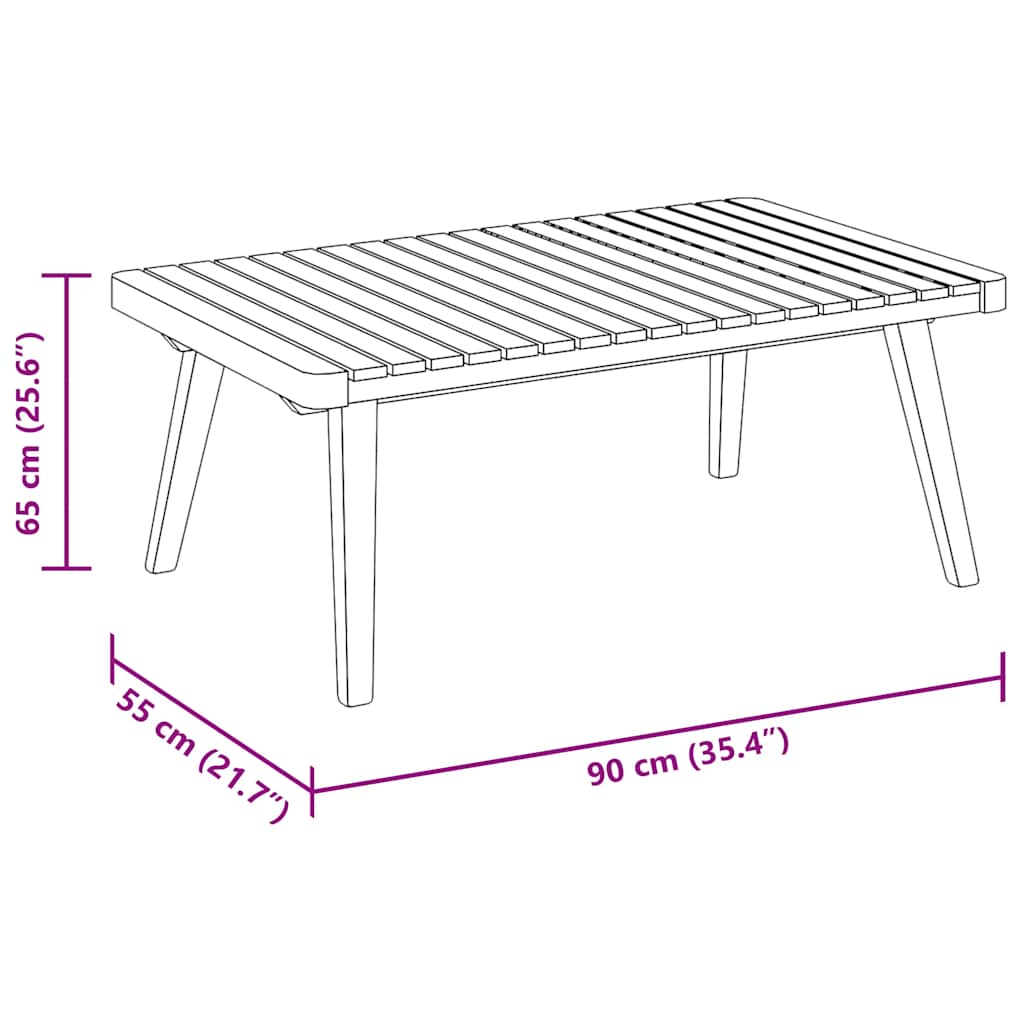 Vrtni stolić za kavu 90 x 55 x 35 cm masivno bagremovo drvo