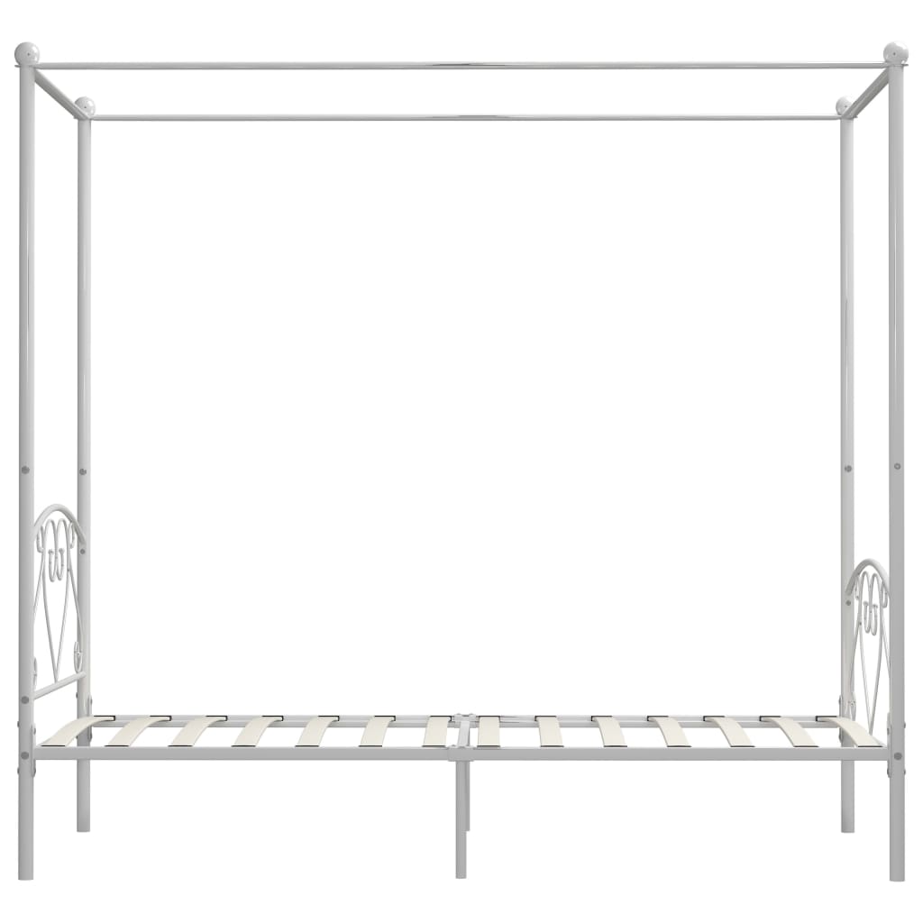 Okvir za krevet s nadstrešnicom bijeli metalni 120 x 200 cm