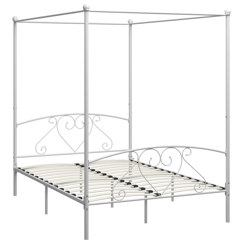 Okvir za krevet s nadstrešnicom bijeli metalni 140 x 200 cm
