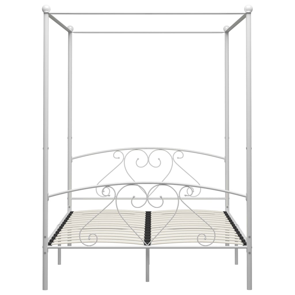 Okvir za krevet s nadstrešnicom bijeli metalni 140 x 200 cm