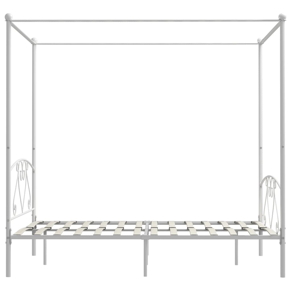 Okvir za krevet s nadstrešnicom bijeli metalni 140 x 200 cm