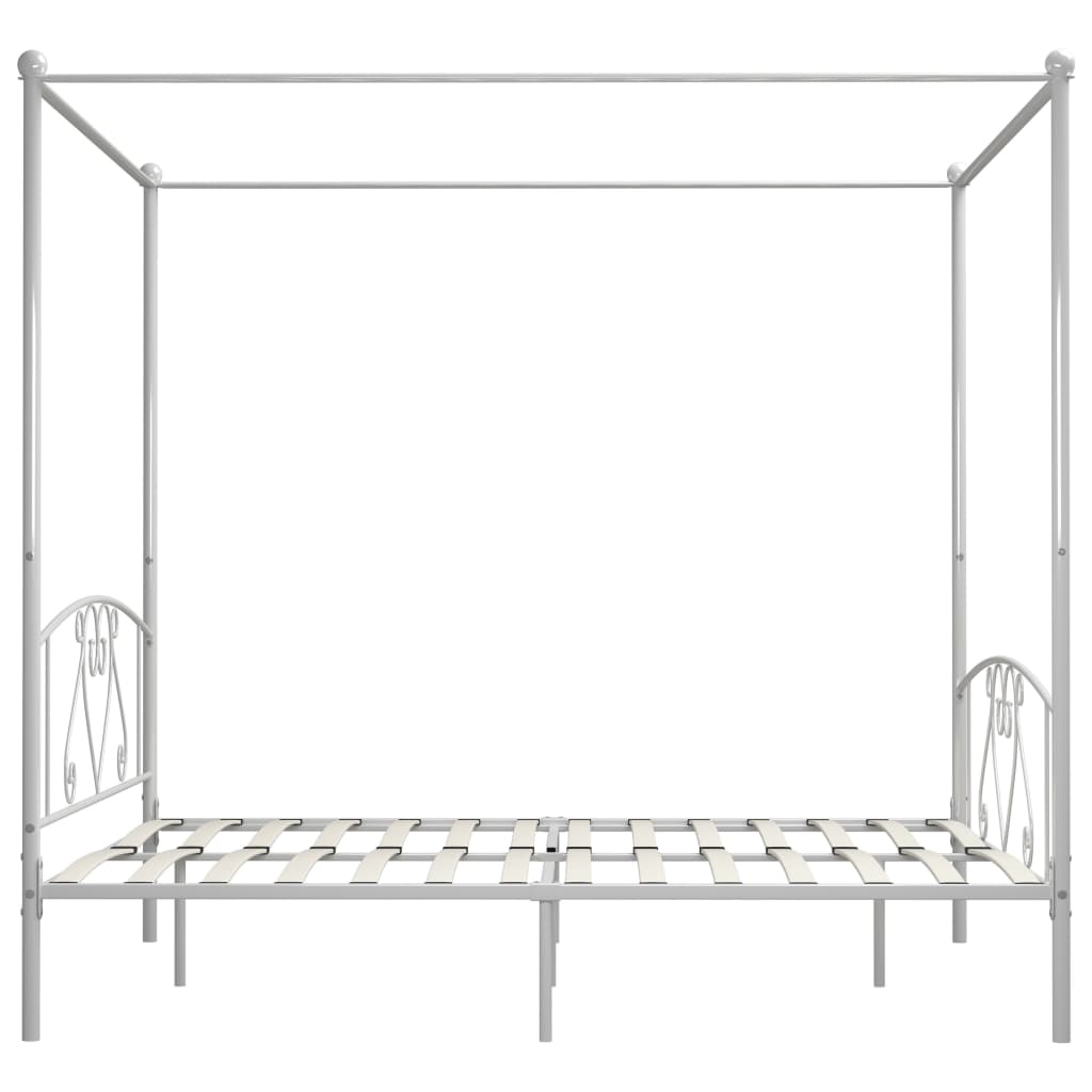Okvir za krevet s nadstrešnicom bijeli metalni 200 x 200 cm