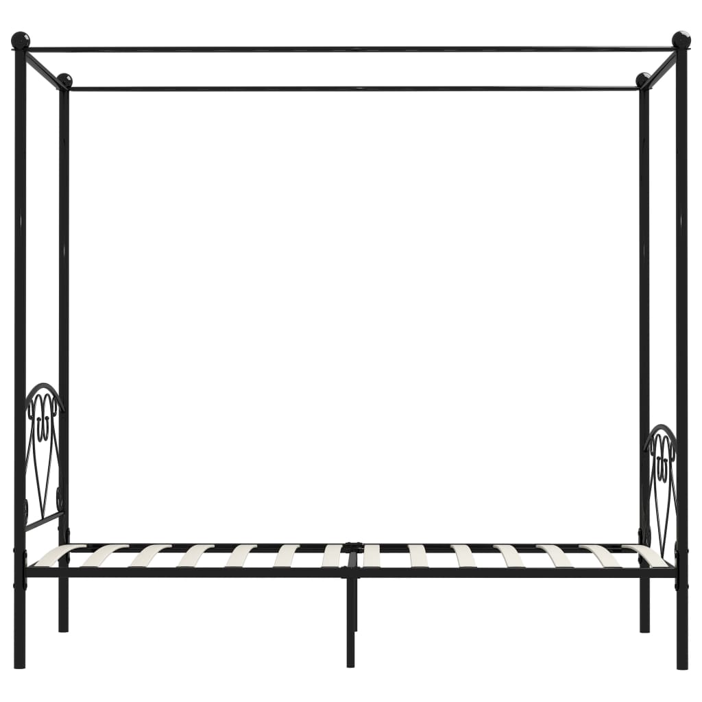 Okvir za krevet s nadstrešnicom crni metalni 120 x 200 cm
