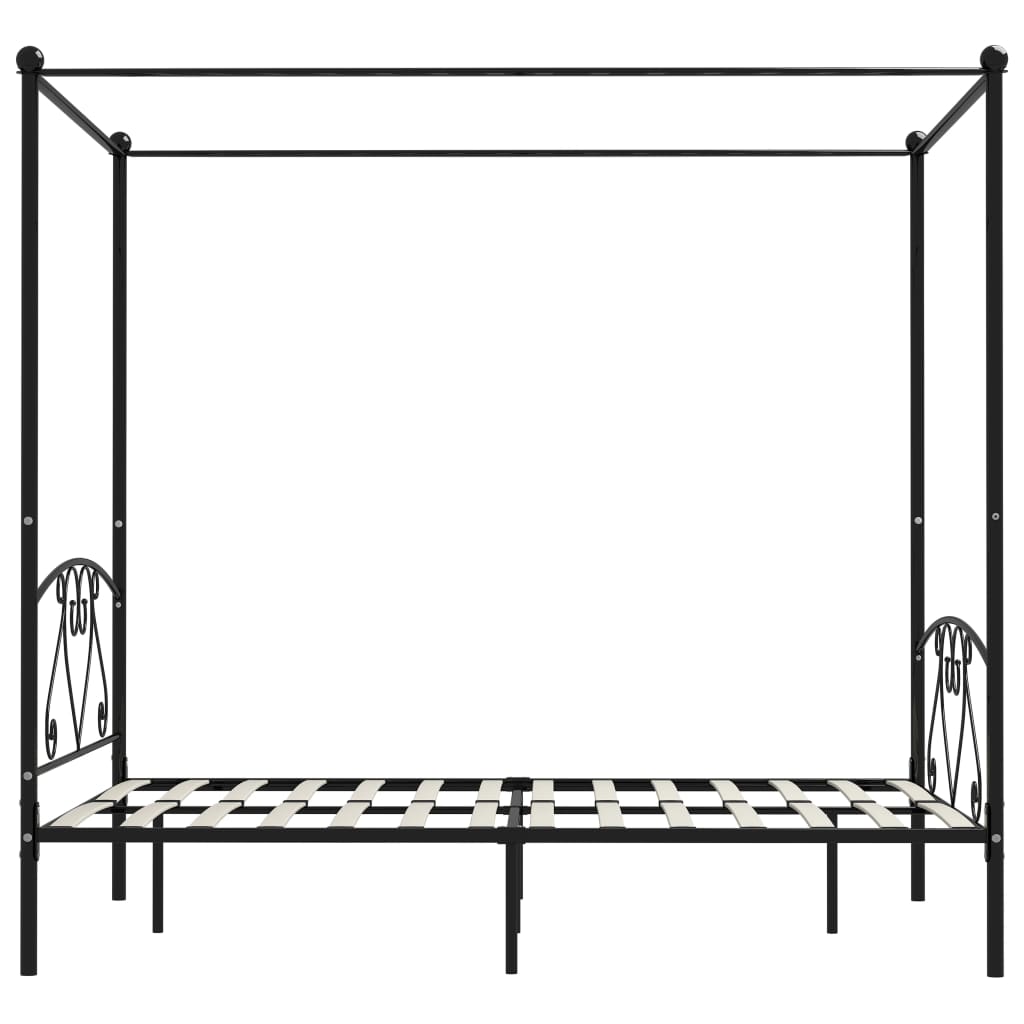 Okvir za krevet s nadstrešnicom crni metalni 140 x 200 cm