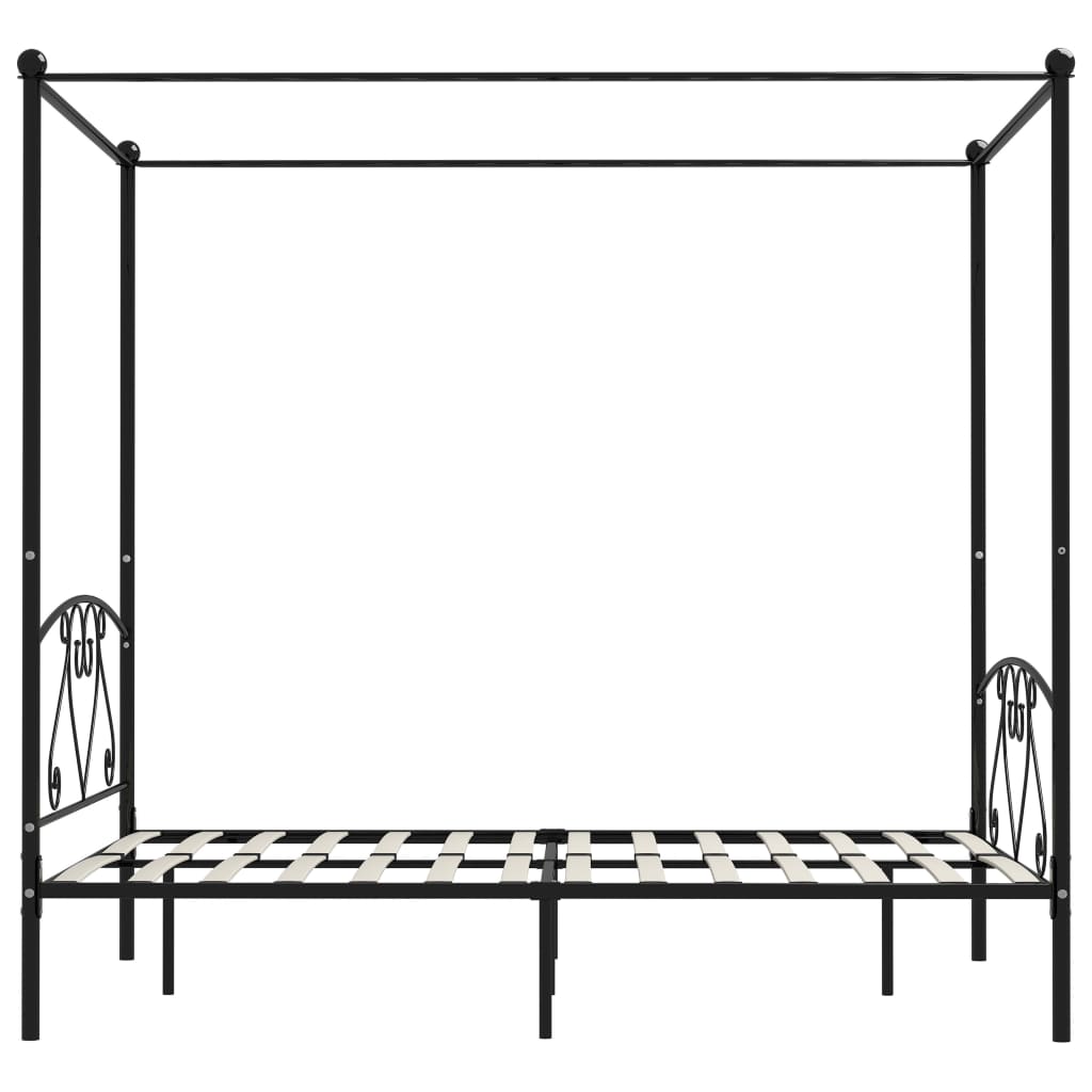 Okvir za krevet s nadstrešnicom crni metalni 160 x 200 cm