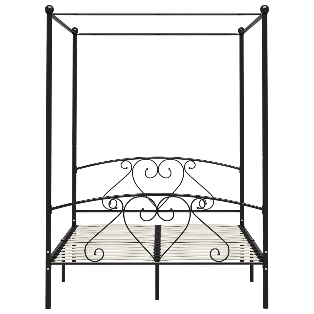 Okvir za krevet s nadstrešnicom crni metalni 160 x 200 cm