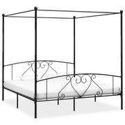 Okvir za krevet s nadstrešnicom crni metalni 180 x 200 cm