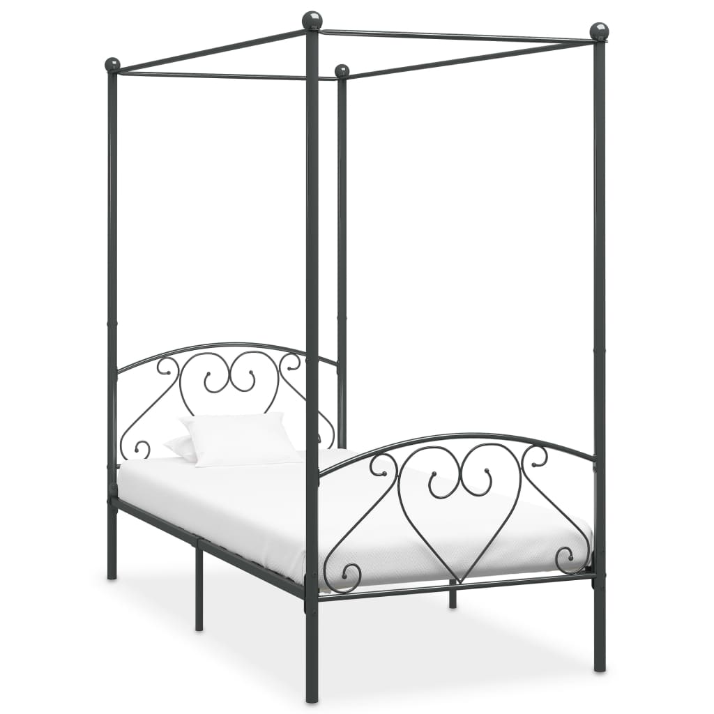 Okvir za krevet s nadstrešnicom sivi metalni 120 x 200 cm