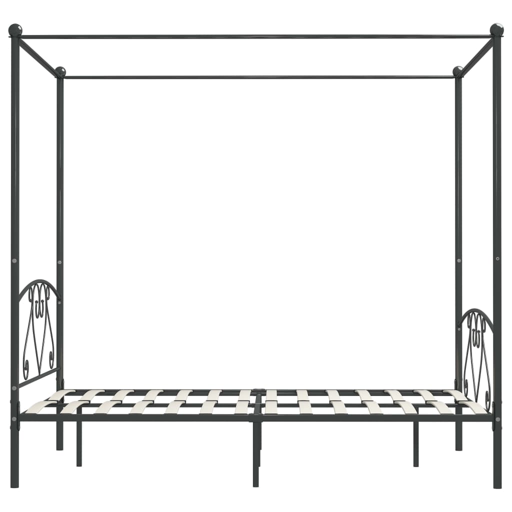 Okvir za krevet s nadstrešnicom sivi metalni 160 x 200 cm