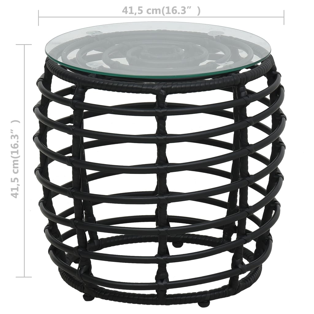 3-dijelni bistro set od poliratana crni