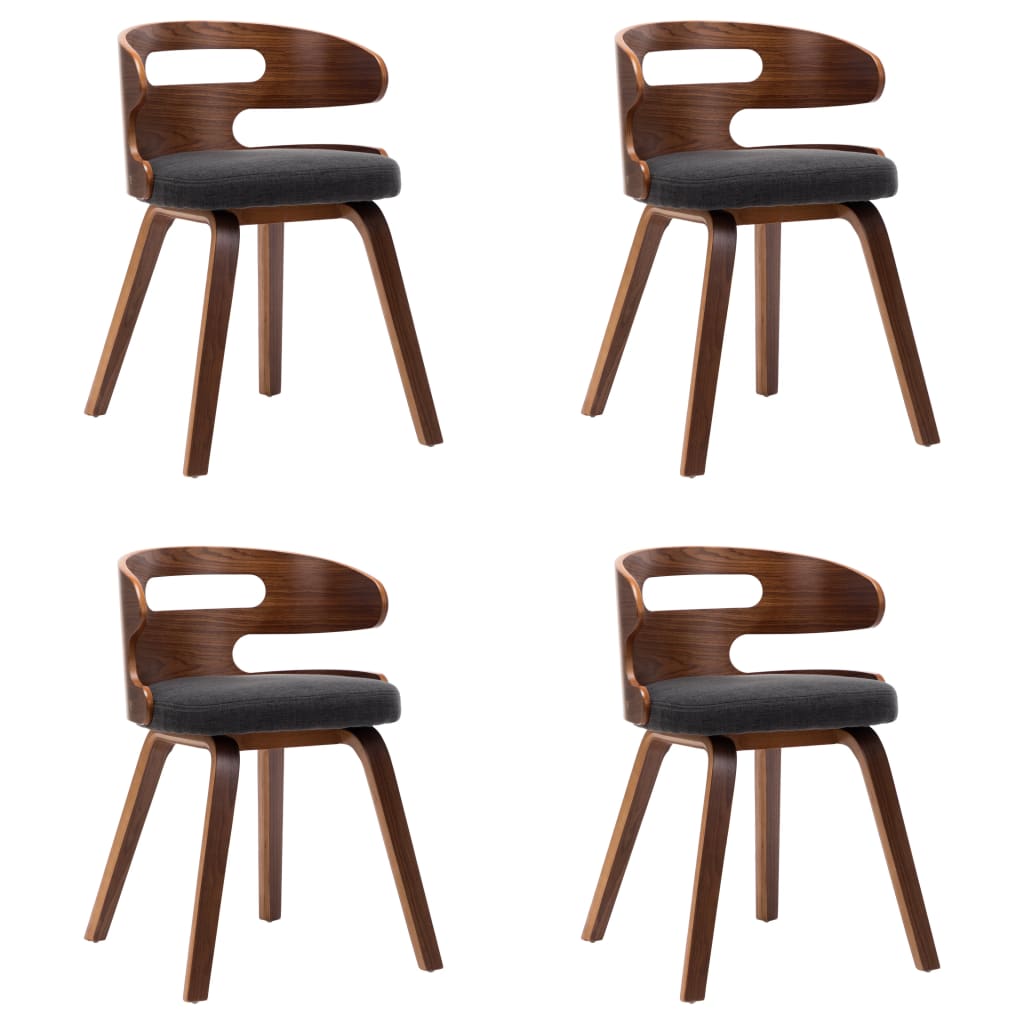 Blagovaonske stolice 4 kom tamnosive savijeno drvo i tkanina