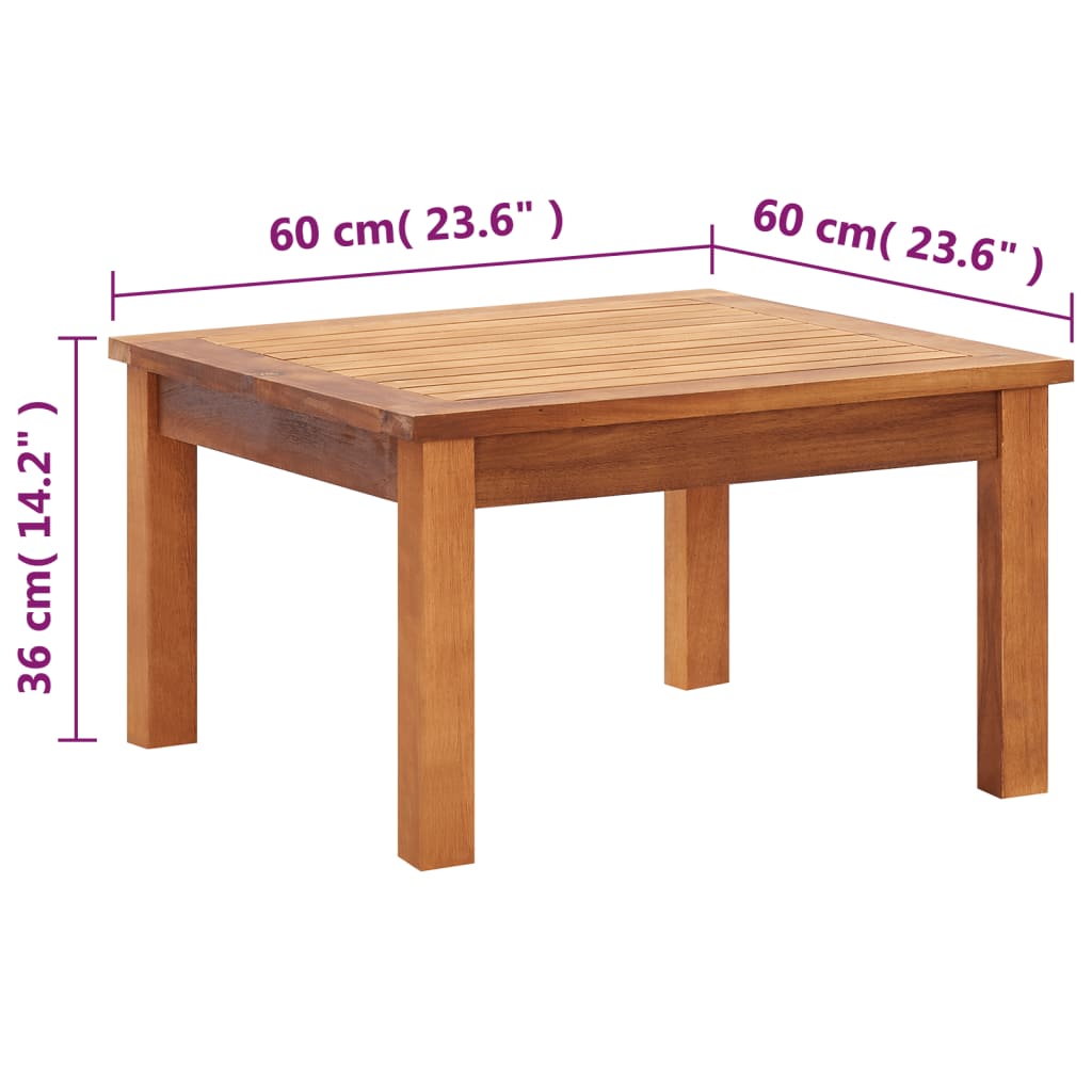Vrtni stolić za kavu 60 x 60 x 36 cm masivno bagremovo drvo
