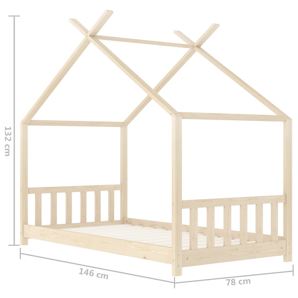 Okvir za dječji krevet od masivne borovine 70 x 140 cm