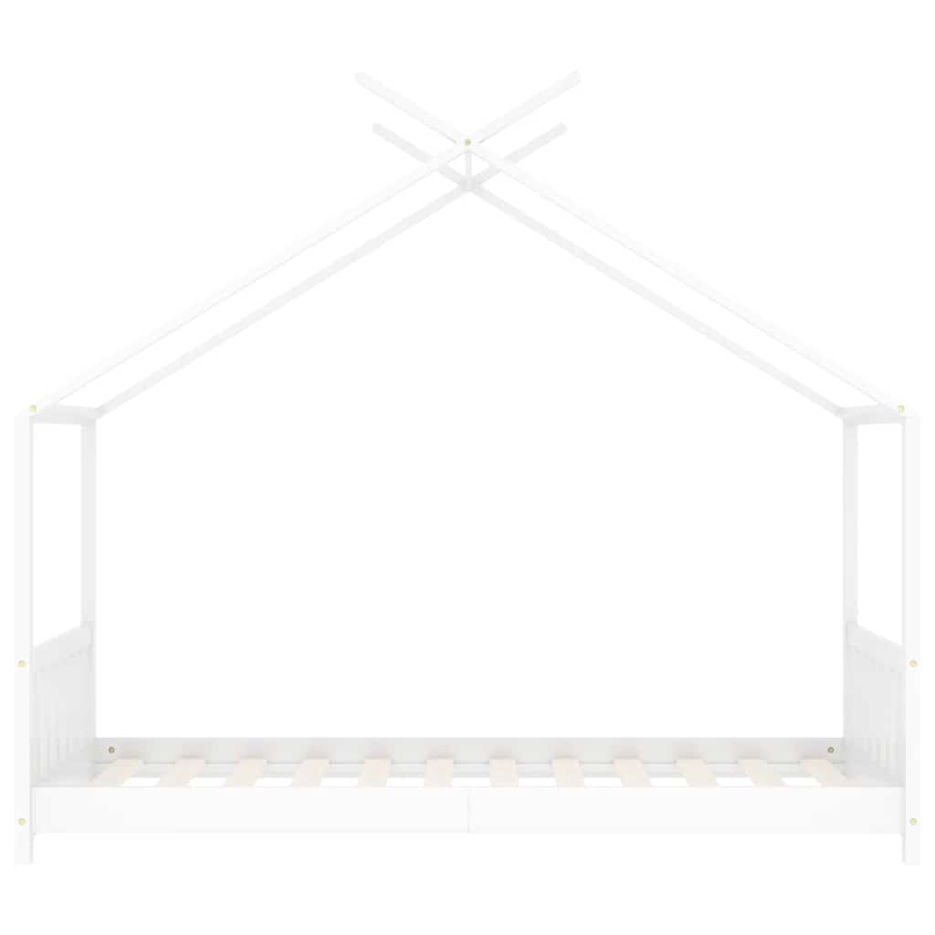 Okvir za dječji krevet od masivne borovine bijeli 70 x 140 cm