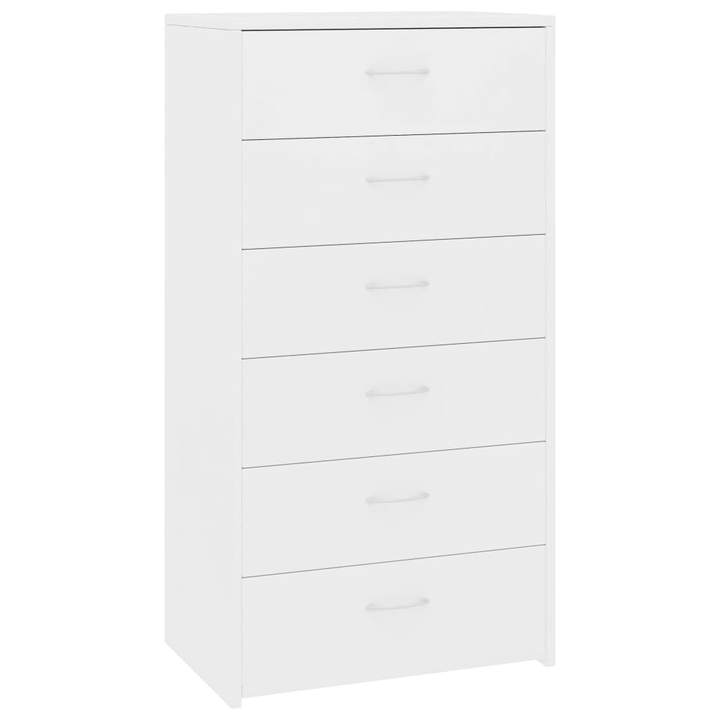 Komoda sa 6 ladica bijela 50 x 34 x 96 cm konstruirano drvo