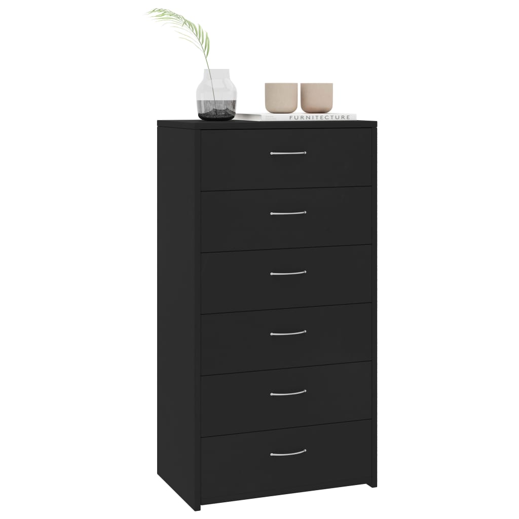 Komoda sa 6 ladica crna 50 x 34 x 96 cm od konstruiranog drva