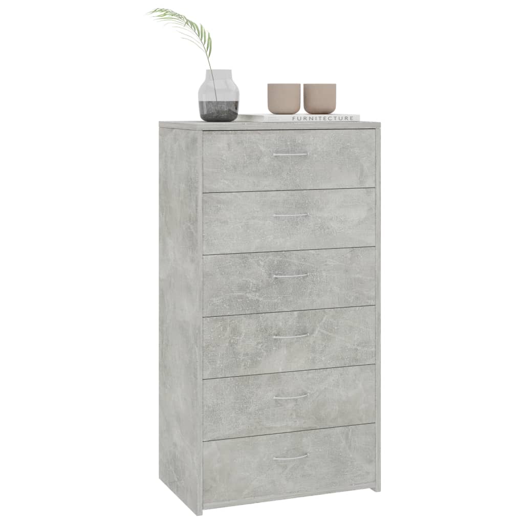 Komoda sa 6 ladica boja betona 50x34x96 cm konstruirano drvo