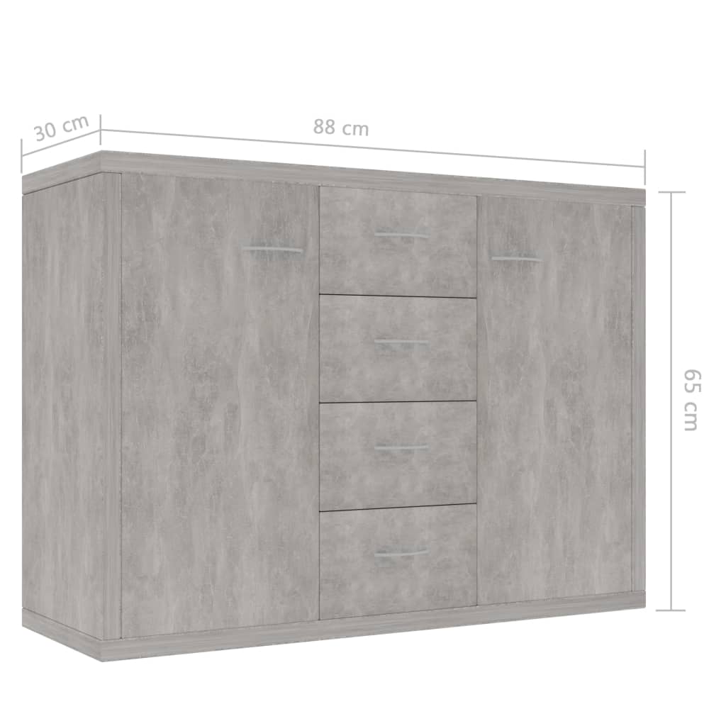 Komoda siva boja betona 88 x 30 x 65 cm od konstruiranog drva