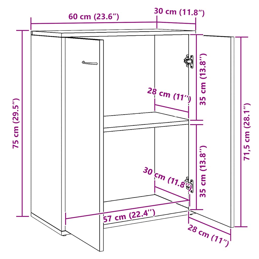 Komoda siva boja betona 60 x 30 x 75 cm od konstruiranog drva