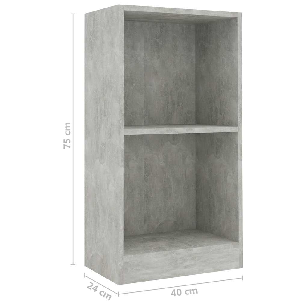Polica za knjige beton siva 40x24x75 cm konstruirano drvo
