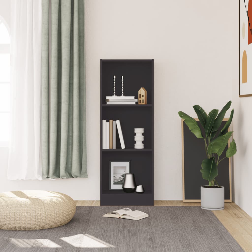 Ormarić za knjige s 3 razine sivi 40x24x109cm konstruirano drvo