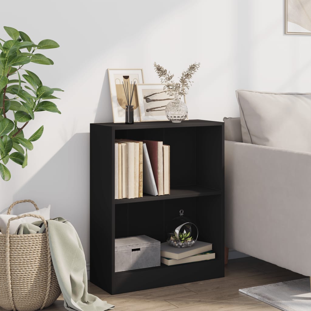 Polica za knjige crna 60 x 24 x 76 cm od konstruiranog drva